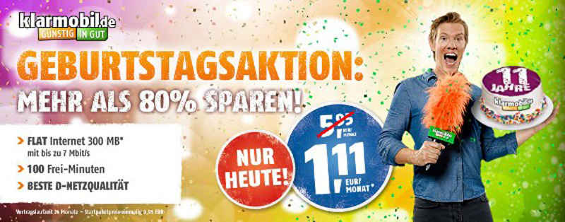 klarmobil Smartphone Flat 300 Geburtstags-Aktion