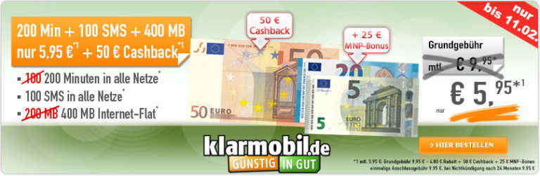 Irre günstig: klarmobil Allnet Starter für 5,95 EUR im Monat!