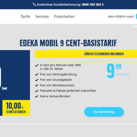 EDEKA mobil - Prepaid-Karte mit 10 Euro Startguthaben